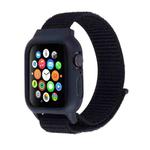 For Apple Watch Series 7 45mm / 6 & SE & 5 & 4 44mm / 3 & 2 & 1 42mm Nylon Watch Band with Hook and Loop Fastener (Black)