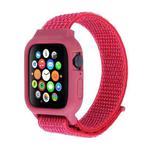 For Apple Watch Ultra 49mm / Series 8&7 45mm / SE 2&6&SE&5&4 44mm / 3&2&1 42mm Nylon Watch Band with Hook and Loop Fastener (Red)