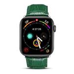 Denior Crocodile Grain Watch Cowhide Leather Watch Band for Apple Watch Series 7 45mm / 6 & SE & 5 & 4 44mm / 3 & 2 & 1 42mm (Green)