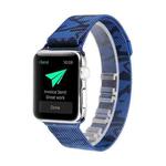 Print Milan Steel Wrist Watch Band for Apple Watch Series 3 & 2 & 1 42mm (Camouflage Blue)