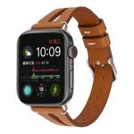 Simple V-shaped Leather Watch Band for Apple Watch Series 7 41mm / 6 & SE & 5 & 4 40mm / 3 & 2 & 1 38mm(Brown)