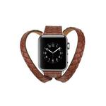 Double Ring Embossing Top-grain Leather Wrist Watch Band with Stainless Steel Buckle for Apple Watch Series 3 & 2 & 1 42mm(Brown)