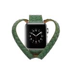 Double Ring Embossing Top-grain Leather Wrist Watch Band with Stainless Steel Buckle for Apple Watch Series 3 & 2 & 1 38mm(Green)