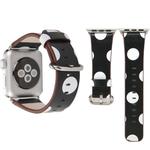 For Apple Watch Series 3 & 2 & 1 38mm Black Background White Dot Pattern PU Leather Wrist Watch Band