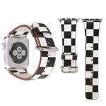 For Apple Watch Series 3 & 2 & 1 42mm Black and White Lattice Pattern PU Leather Wrist Watch Band