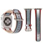 For Apple Watch Series 3 & 2 & 1 42mm Red + Gray Stripe Pattern PU Leather Wrist Watch Band