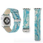 For Apple Watch Series 3 & 2 & 1 42mm Retro Silk Canvas + Genuine Leather Wrist Watch Band(Azure)