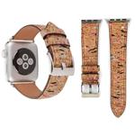 For Apple Watch Series 3 & 2 & 1 42mm New Style Wodden Texture Genuine Leather Wrist Watch Band