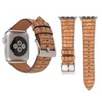 For Apple Watch Series 3 & 2 & 1 42mm New Style Wodden Texture Genuine Leather Wrist Watch Band