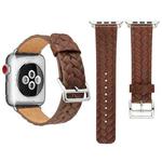 For Apple Watch Series 3 & 2 & 1 38mm Cowhide Embossed Pattern Leather Watch Band (Coffee)