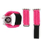 Magic Paste Genuine Leather Umbrella Rope Nylon Wrist Watch Band with and Stainless Steel Buckle for Apple Watch Series 9&8&7 41mm / SE 3&SE 2&6&SE&5&4 40mm / 3&2&1 38mm(Magenta)