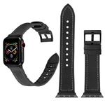 Solid Color TPU + Stainless Steel Watch Band for Apple Watch Series 3 & 2 & 1 42mm (Black)