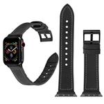 Solid Color TPU + Stainless Steel Watch Band for Apple Watch Series 3 & 2 & 1 38mm (Black)