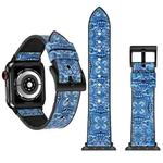 Flower Pattern TPU + Stainless Steel Watch Band for Apple Watch Series 7 45mm / 6 & SE & 5 & 4 44mm / 3 & 2 & 1 42mm(Blue)