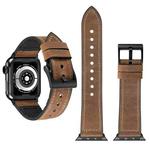 Crazy Horse Texture TPU + Stainless Steel Watch Band for Apple Watch Series 7 41mm / 6 & SE & 5 & 4 40mm / 3 & 2 & 1 38mm(Brown)