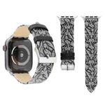 Thorns Printing Genuine Leather Watch Band for Apple Watch Series 8&7 41mm / SE 2&6&SE&5&4 40mm / 3&2&1 38mm(Black Grey)