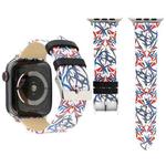 Thorns Printing Genuine Leather Watch Band for Apple Watch Series 3 & 2 & 1 42mm(Blue + Red)