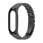 Mijobs Stainless Steel Metal Watch Band for Xiaomi Mi Band 3 & 4 & 5 & 6(Black)