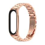 Mijobs Stainless Steel Metal Watch Band for Xiaomi Mi Band 3 & 4 & 5 & 6(Rose Gold)