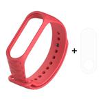 2 in 1 Diamond Texture Silicone Watch Band with TPU Screen Film for Xiaomi Mi Band 3(Red)