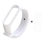 2 in 1 Diamond Texture Silicone Watch Band with TPU Screen Film for Xiaomi Mi Band 3(White)