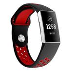 Two-color Round Hole Silicone Watch Band for Fitbit Charge 3, Watch Band Size:130-195mm(Red)