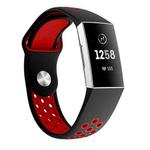 Two-color Round Hole Silicone Watch Band for Fitbit Charge 3, Watch Band Size:145-210mm(Red)