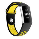 Two-color Round Hole Silicone Watch Band for Fitbit Charge 3, Watch Band Size:145-210mm(Yellow)