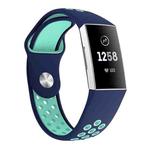 Two-color Round Hole Silicone Watch Band for Fitbit Charge 3, Watch Band Size:145-210mm(Blue Green)