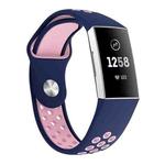 Two-color Round Hole Silicone Watch Band for Fitbit Charge 3, Watch Band Size:145-210mm(Pink Blue)