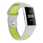 Two-color Round Hole Silicone Watch Band for Fitbit Charge 3, Watch Band Size:145-210mm(Grey Green)
