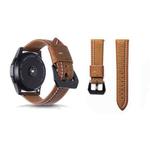 Three Lines Pattern Top-grain Leather Watch Band for Samsung Gear S3 22mm(Brown)