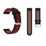 Metal Buckle Two-color Round Hole Silicone Watch Band for Galaxy Watch Active 20mm (Black + Red)