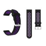 Metal Buckle Two-color Round Hole Silicone Watch Band for Galaxy Watch Active 20mm (Black + Purple)