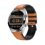 DW16 1.39 inch AMOLED Screen Smart Watch, Support Heart Rate / Blood Pressure Monitoring, Leather Strap(Brown)