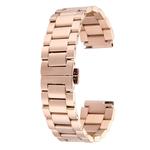 For Huawei Smart Watch Hidden Butterfly Buckle 3 Beads Stainless Steel Watchband(Rose Gold)