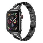 Colorful Diamond Stainless Steel Watch Band for Apple Watch Series 7 41mm / 6 & SE & 5 & 4 40mm / 3 & 2 & 1 38mm(Black)