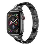 Colorful Diamond Stainless Steel Watch Band for Apple Watch Series 7 45mm / 6 & SE & 5 & 4 44mm / 3 & 2 & 1 42mm(Black)