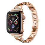 Colorful Diamond Stainless Steel Watch Band for Apple Watch Series 7 45mm / 6 & SE & 5 & 4 44mm / 3 & 2 & 1 42mm(Rose Gold)