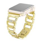 Colorful Diamond Stainless Steel Watch Band for Apple Watch Ultra 49mm / Series 8&7 45mm / SE 2&6&SE&5&4 44mm / 3&2&1 42mm(Gold)