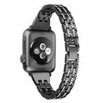 Colorful Diamond Stainless Steel Watch Band for Apple Watch Series 7 45mm / 6 & SE & 5 & 4 44mm / 3 & 2 & 1 42mm(Black)