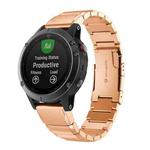 Quick Dismantling Steel Watch Band for Garmin Fenix 5 22mm(Rose Gold)