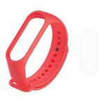 2 in 1 Silicone Watch Band with TPU Screen Film for Xiaomi Mi Band 3(Red)
