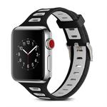 T Shape Two Color Silicone Watch Band for Apple Watch Series 3 & 2 & 1 38mm(Black Grey)