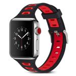 T Shape Two Color Silicone Watch Band for Apple Watch Series 3 & 2 & 1 38mm(Black Red)