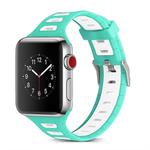 T Shape Two Color Silicone Watch Band for Apple Watch Series 3 & 2 & 1 38mm(White + Green)