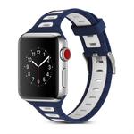 T Shape Two Color Silicone Watch Band for Apple Watch Series 3 & 2 & 1 38mm(White Blue)