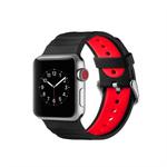 Concavo Convex Silicone Watch Band for Apple Watch Series 3 & 2 & 1 38mm(Black Red)