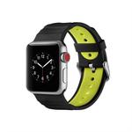 Concavo Convex Silicone Watch Band for Apple Watch Series 3 & 2 & 1 38mm(Black Yellow)