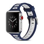 T Shape Two Color Silicone Watch Band for Apple Watch Series 3 & 2 & 1 42mm(White Blue)